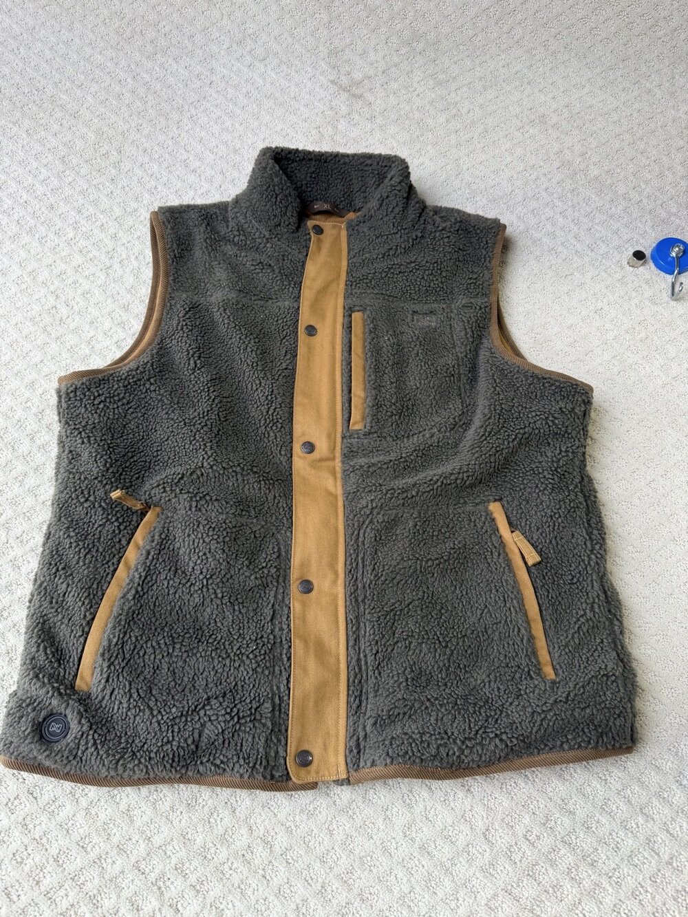 MOBILE WARMING Ranch Sherpa Vest 's Gray Men Heated Vest Size XL
